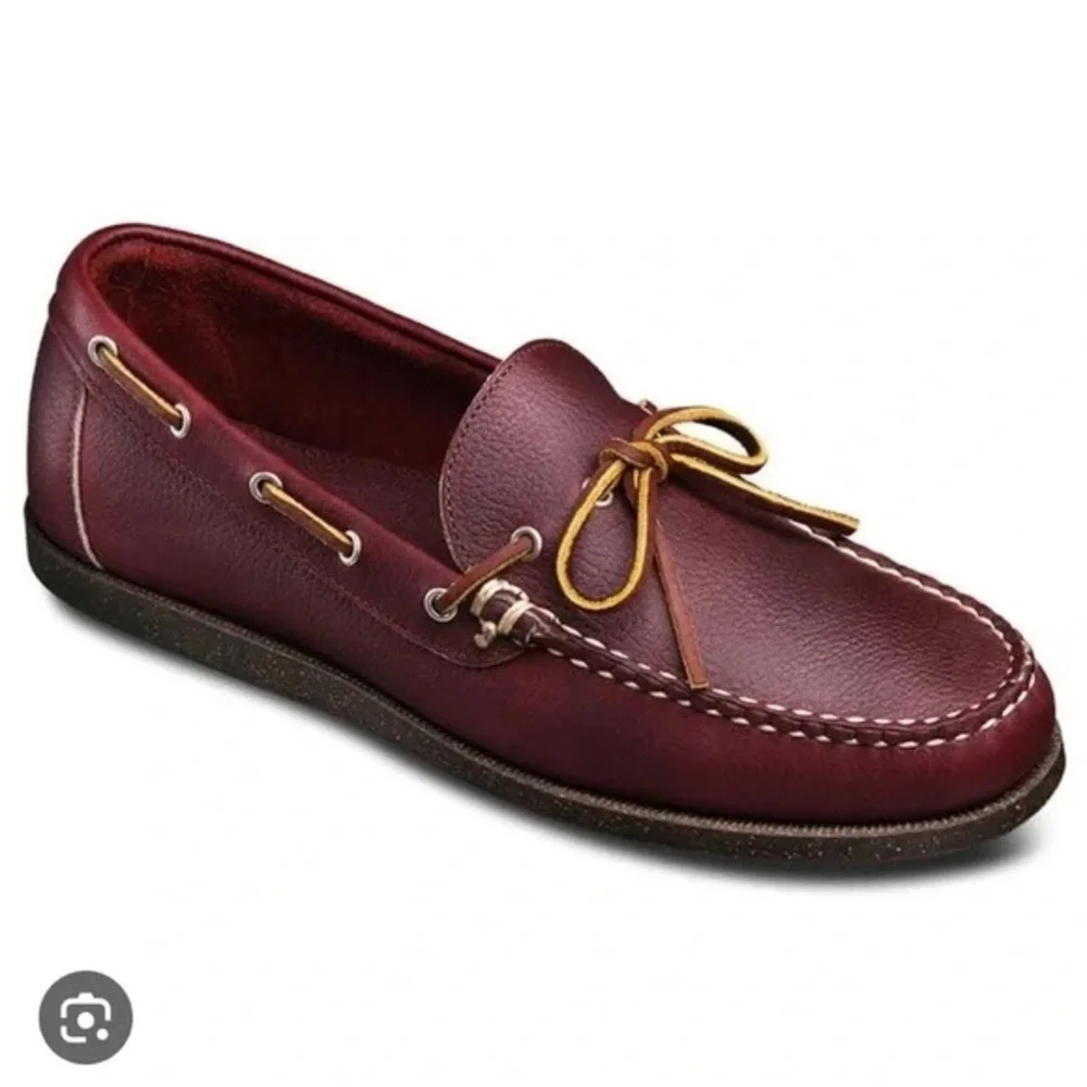 Allen Edmonds Northland Burgundy Moc Boat Handmade Slip on Dress Shoes Size 11.5